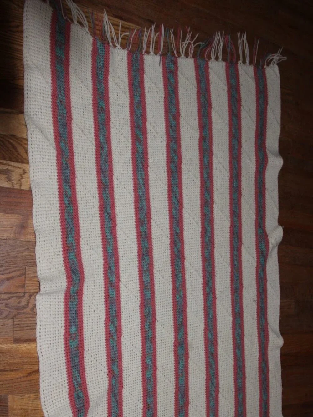 Vintage Western Striped Crochet Afghan Blanket 41